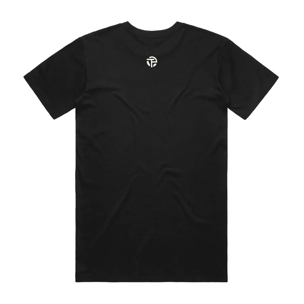 What A Waste tee back — black TPC Staple Tee with the minimal TPC logo