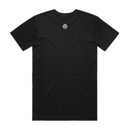 What A Waste tee back — black TPC Staple Tee with the minimal TPC logo